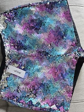 Nasty Gal Iridescent Sequin High Waist Shorts in Teal, Purple, Silver